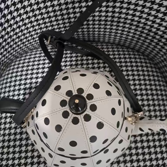 Kate Spade White and Black Polka Dot Teapot Crossbody Bag - Picture 4 of 8